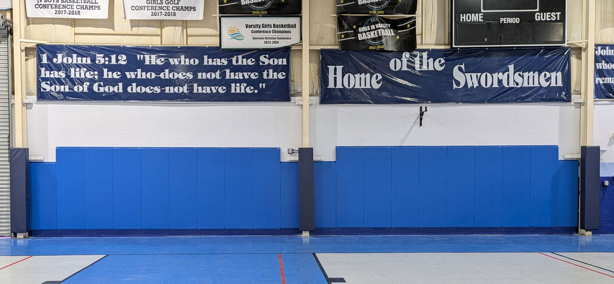 wall and post pads in a gym