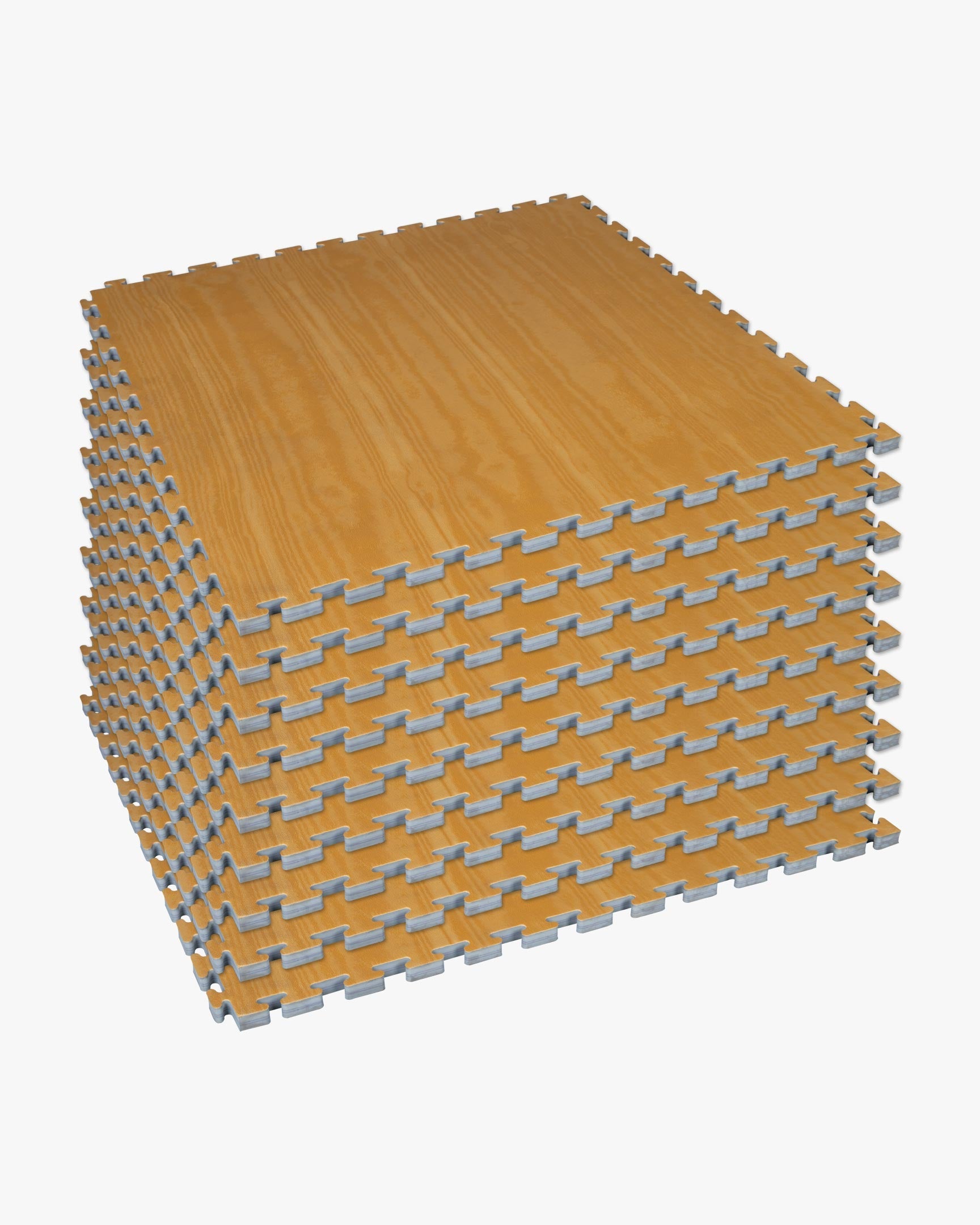 Wood Grain Reversible Puzzle Mat - 40" x 40" x 1" - Bundle of 9