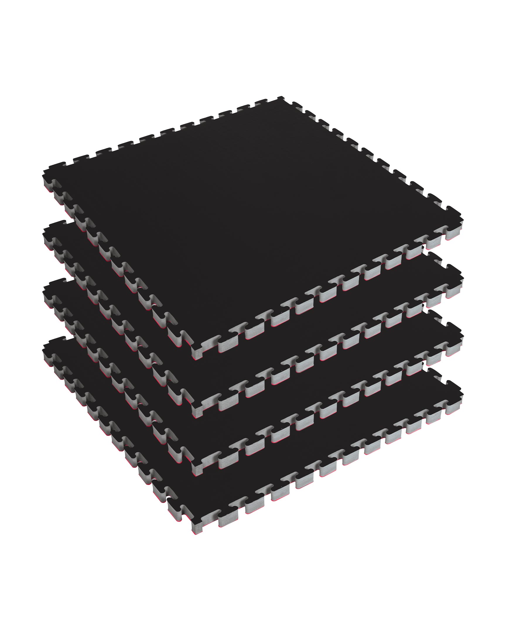 Reversible 1.5" Puzzle Mat Four Piece Bundle - Black/Red 1.5" Red Black