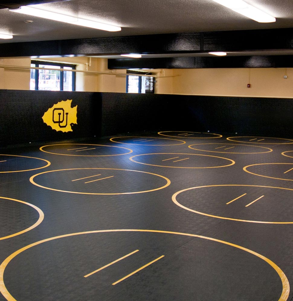 Wrestling gym with mats
